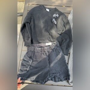 Zara Kids matching set 8-9 Cargo Shorts & flower sweater